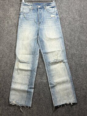 BlankNYC Jeans Womens 28 The Baxter Light Wash Distressed Organic Cotton Stretch
